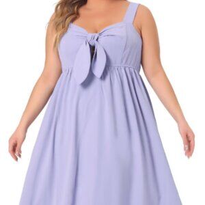 Women's Plus Size Tie Bow Sleeveless Flowy Slip Cute Midi Cami Sundresses Purple